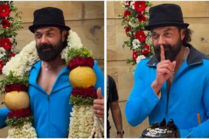 Bobby Deol Celebrated his birthday with paparazzi in animal abraar style see video