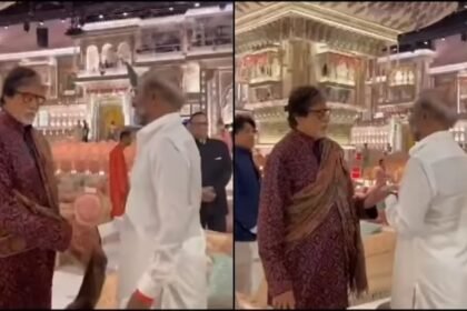 VIDEO : ...when Thalaivas bow before Big B;  An overwhelming moment from the Ambani's royal celebrations