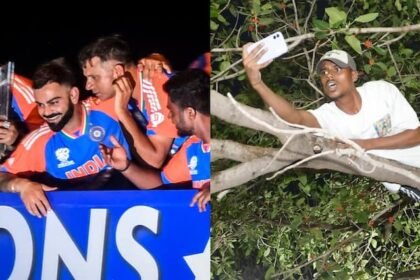Fan climbed on tree he wanted to see Virat Kohli more closely he himself opened watch Victory Parade: